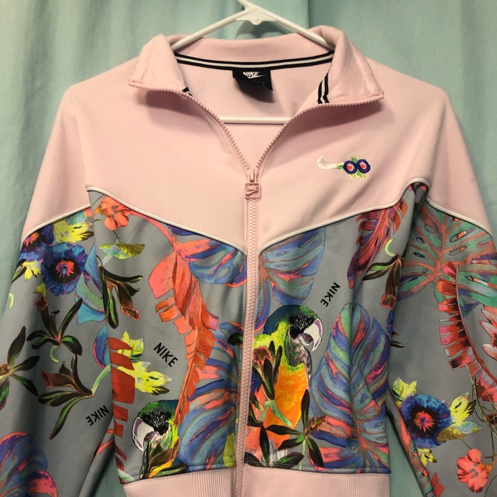 Cropped tropical Nike track jacket